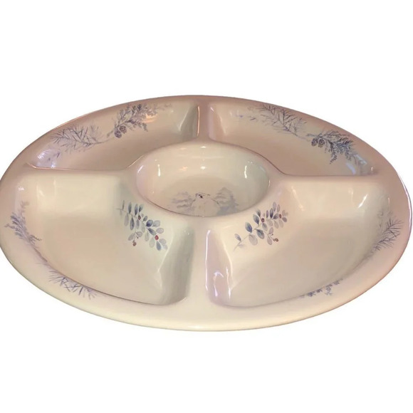 Village PFALTZGRAFF “Winter Frost” 5-Sectional Rnd Relish/Snack Platter Serving - Picture 3 of 6